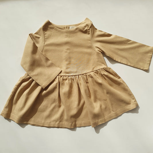 Vestido Ana manga larga camel